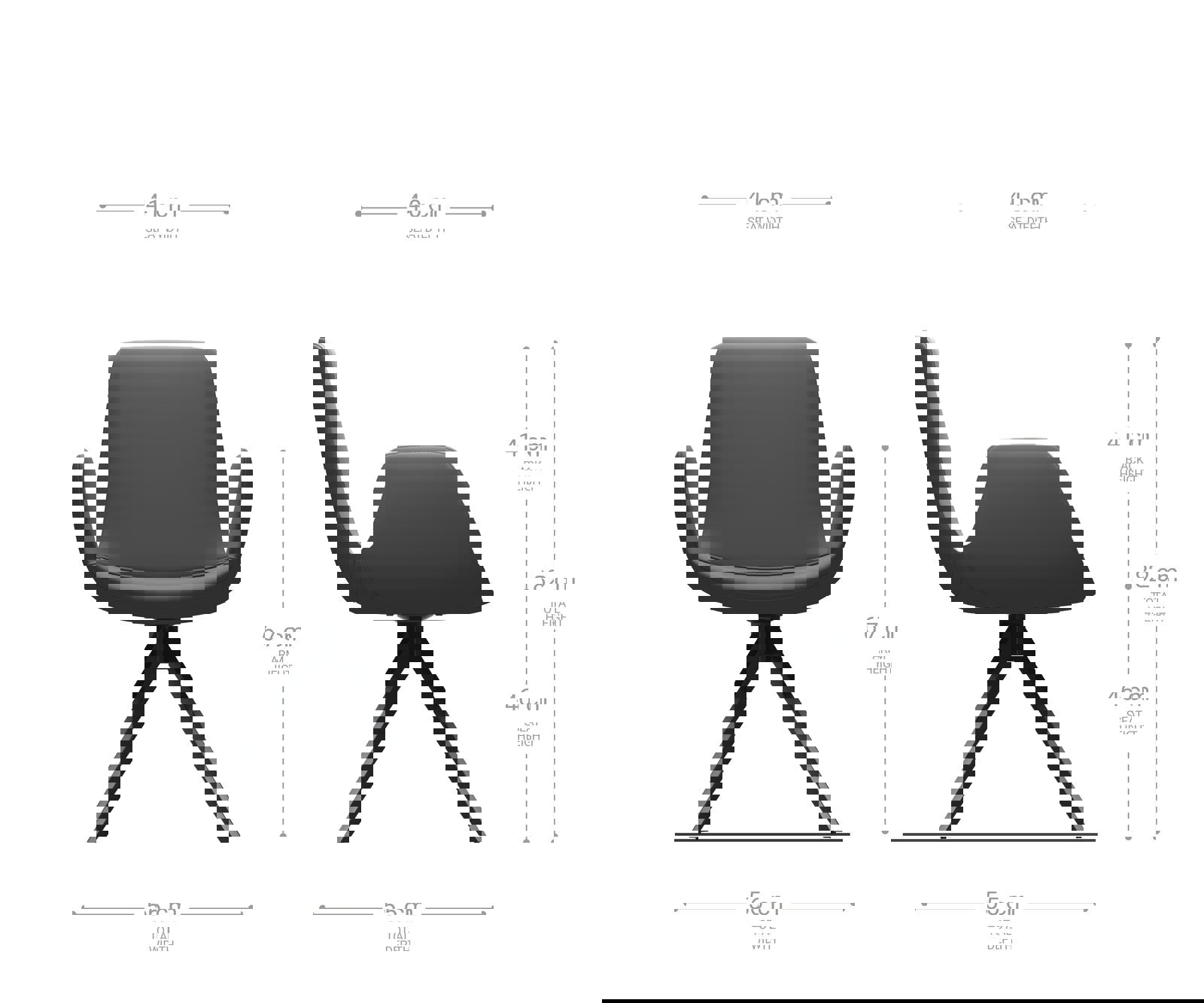 Étkezőszék Ilia-Flex karfás bársony szürke kereszt láb szögletes fekete - Image 6