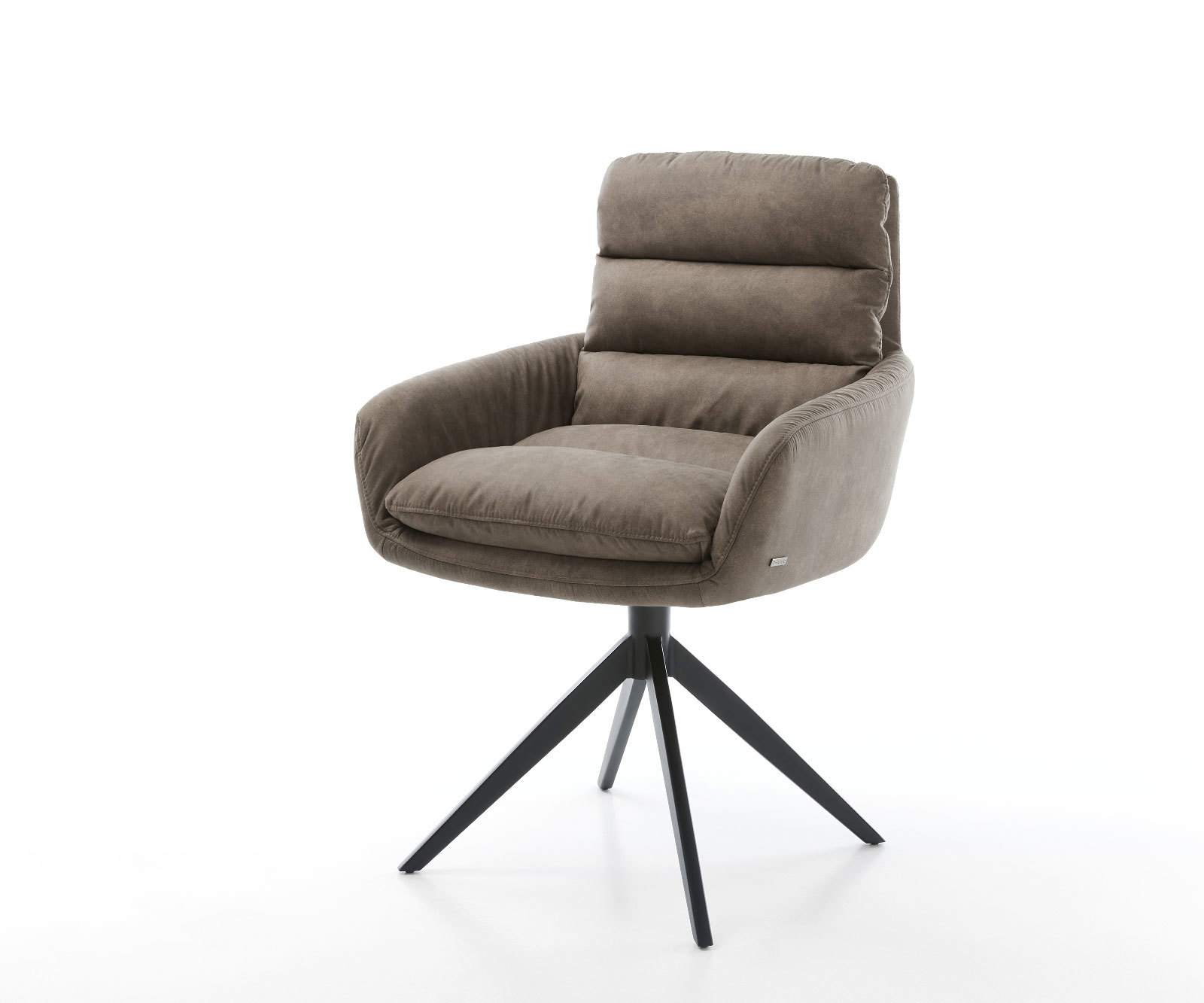 Étkezőszék Abelia-Flex karfás mikroszálas taupe vintage kereszt láb széles fekete