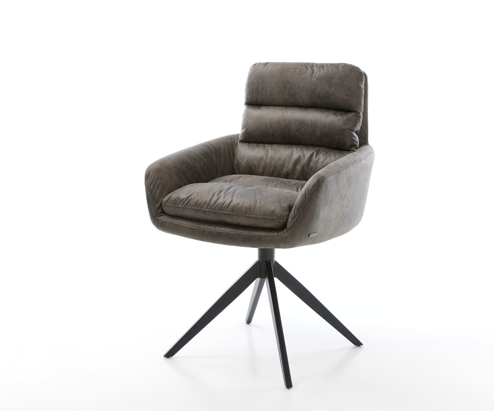 Étkezőszék Abelia-Flex karfás mikroszálas szürke vintage széles kereszt láb fekete