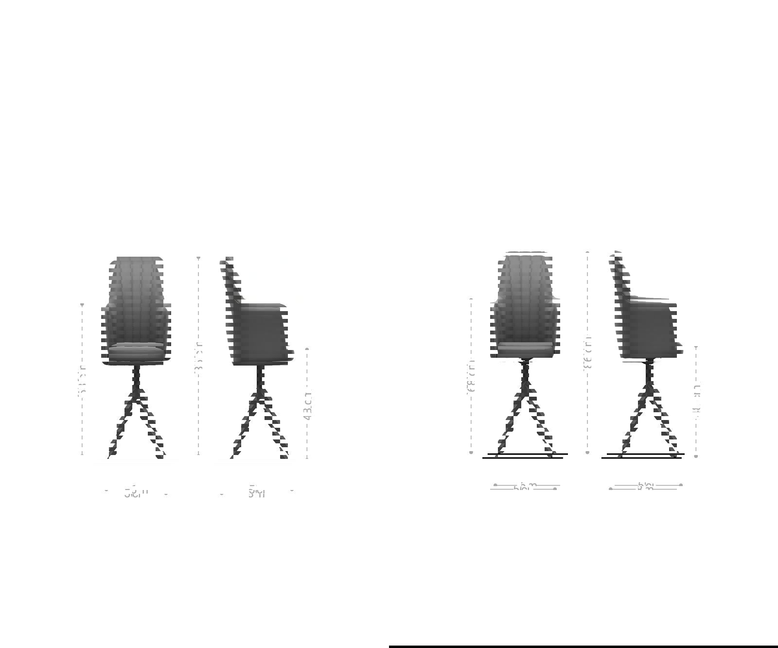 Étkezőszék Greg-Flex csíkos mentol széles kereszt láb fekete zsákrugós - Image 6