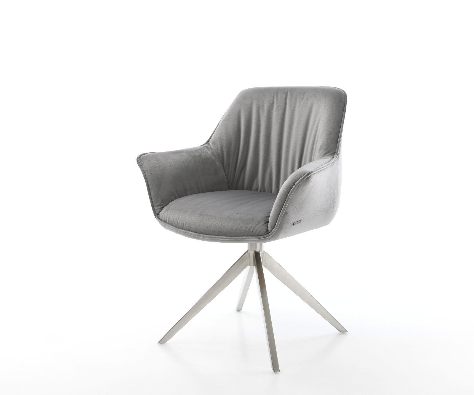 Étkezőszék Keila-Flex karfás bársony szürke széles kereszt láb rozsdamentes acél