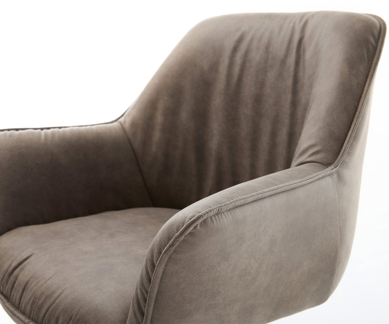 Étkezőszék Keila-Flex karfás mikroszálas taupe vintage széles kereszt láb rozsdamentes acélból - Image 4