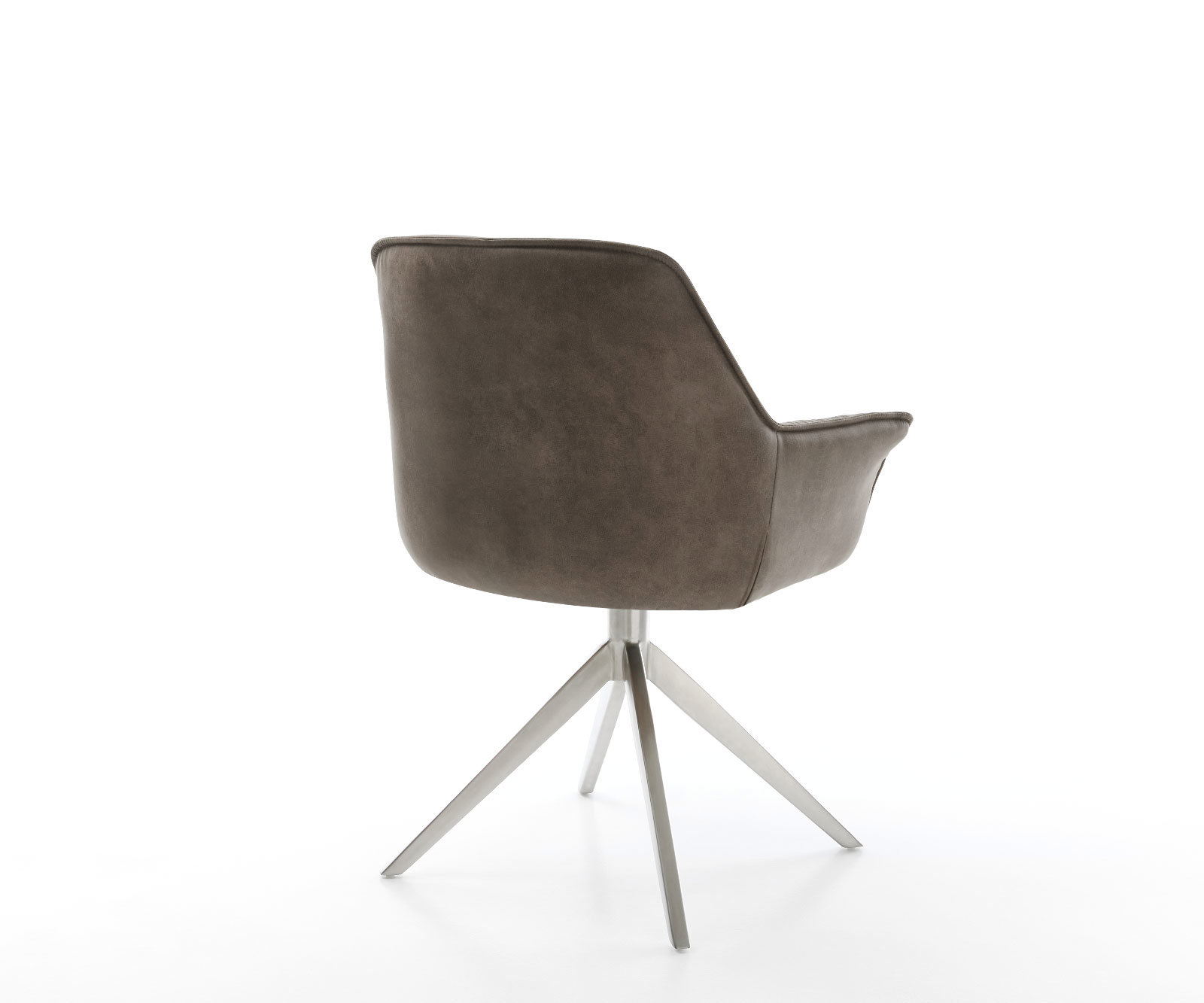 Étkezőszék Keila-Flex karfás mikroszálas taupe vintage széles kereszt láb rozsdamentes acélból - Image 5