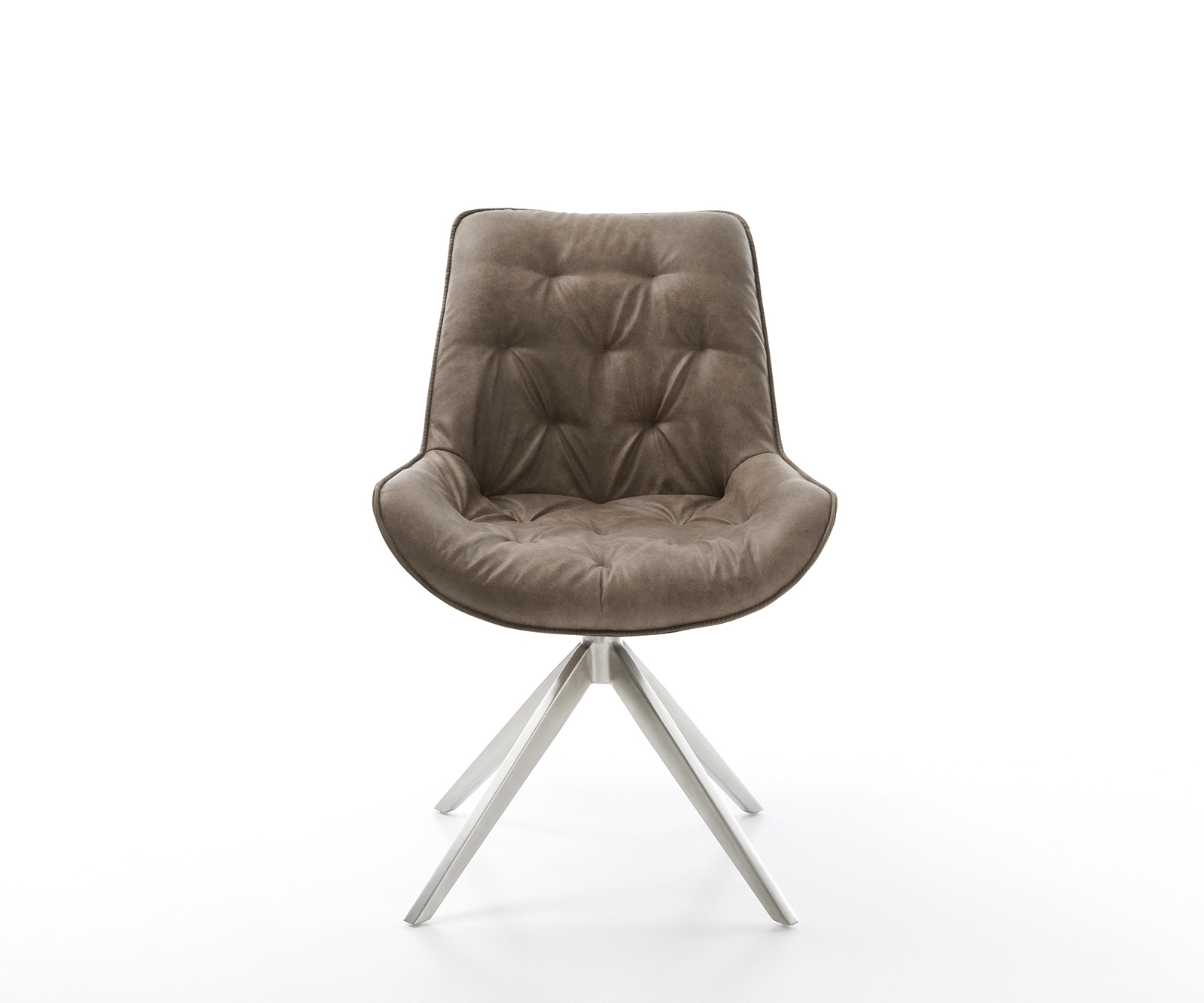 Étkezőszék Taimi-Flex mikroszálas taupe vintage kereszt láb széles rozsdamentes acél - Image 2