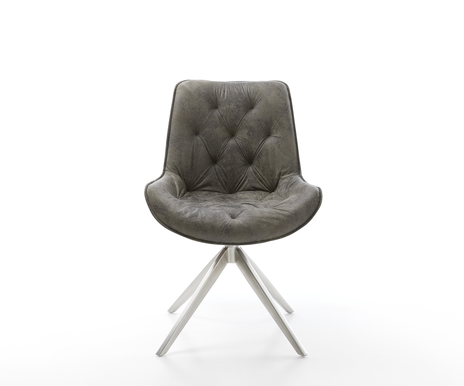 Étkezőszék Taimi-Flex mikroszálas szürke vintage széles kereszt láb rozsdamentes acélból - Image 2