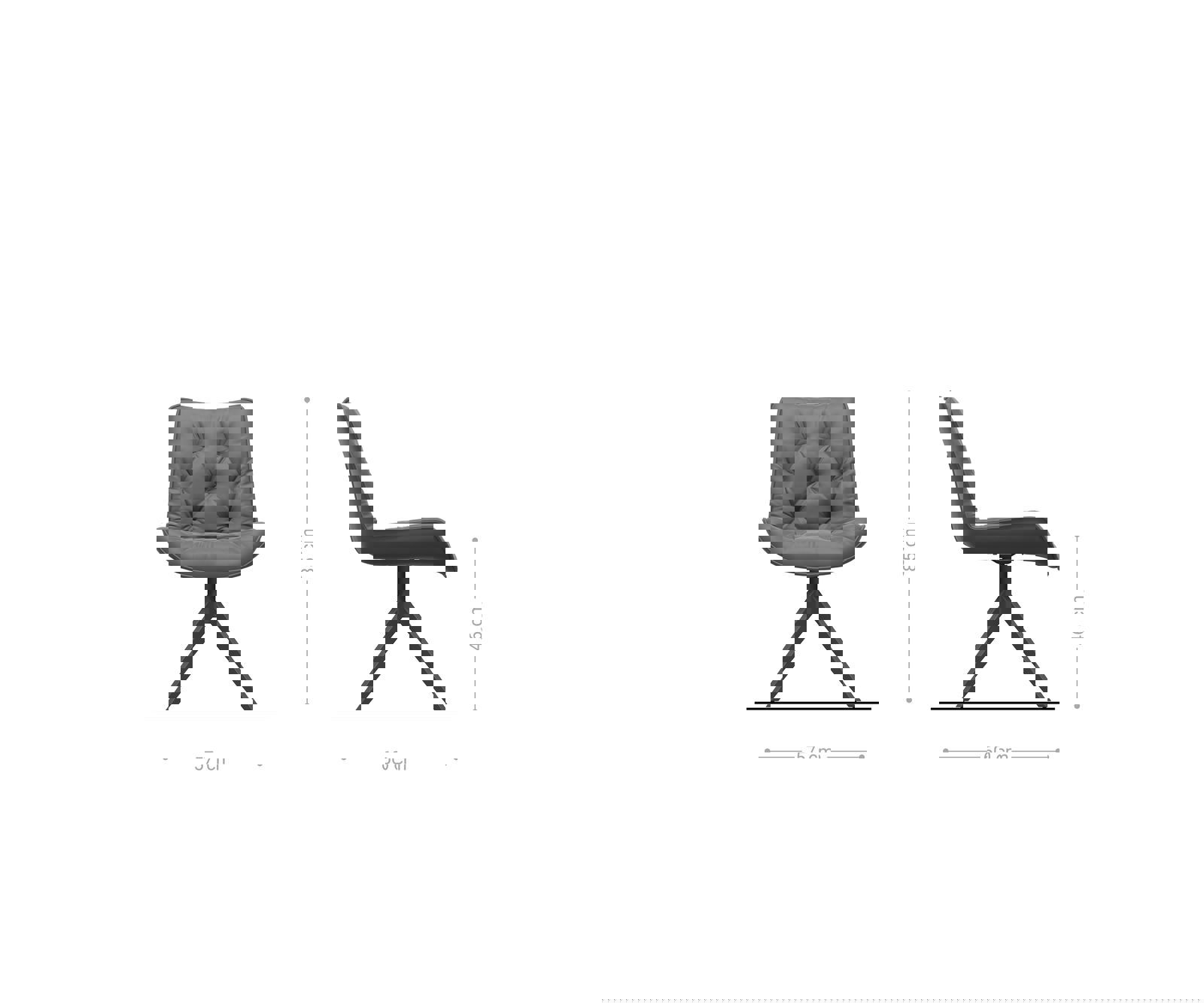 Étkezőszék Taimi-Flex mikroszálas szürke vintage széles kereszt láb rozsdamentes acélból - Image 6