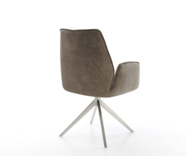 Étkezőszék Zoa-Flex mikroszálas taupe vintage kereszt láb széles rozsdamentes acél zsákrugó - Image 5