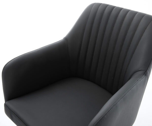 Étkezőszék Greg-Flex valódi bőr fekete kereszt láb széles rozsdamentes acél zsákrugós - Image 4