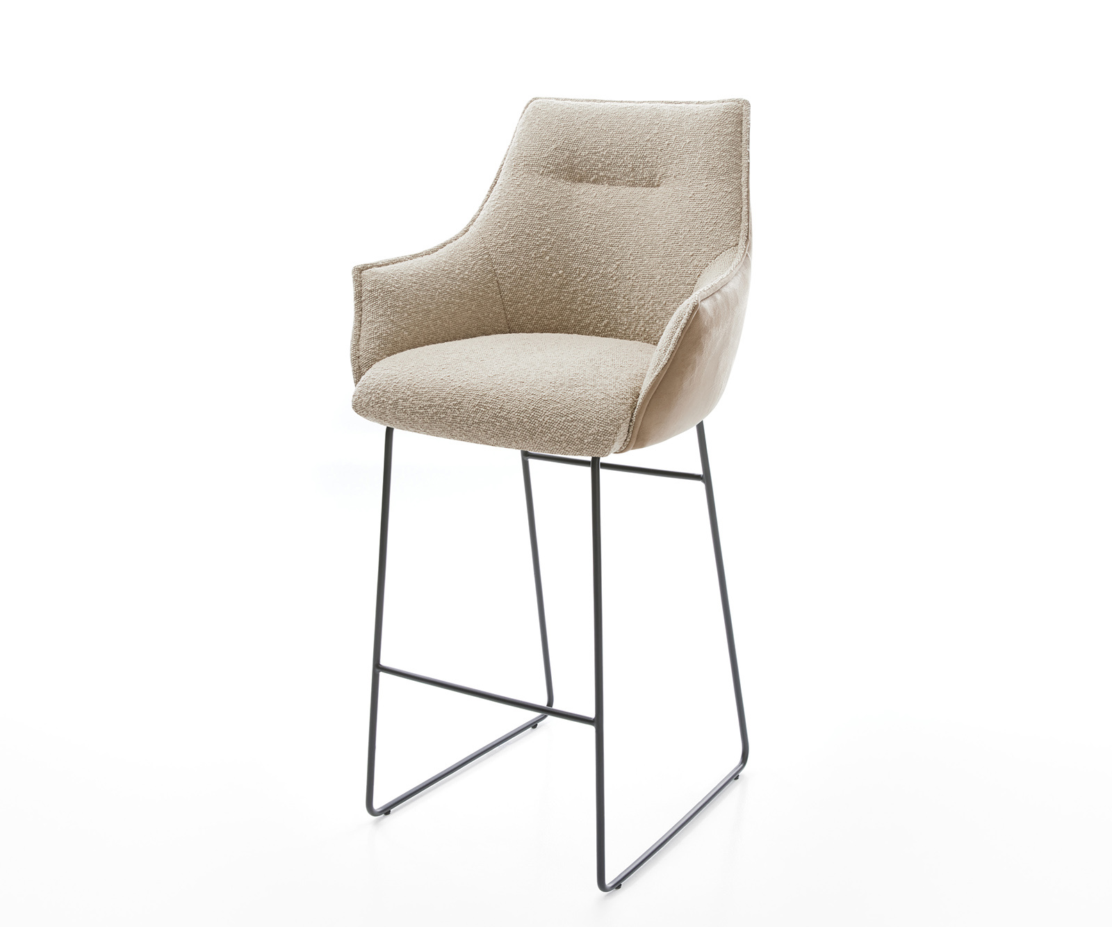 Bárszék Alja-Flex vegyes anyag mikroszálas sötét bézs bouclé sötét bézs vékony fém lábazat fekete zsákrugós