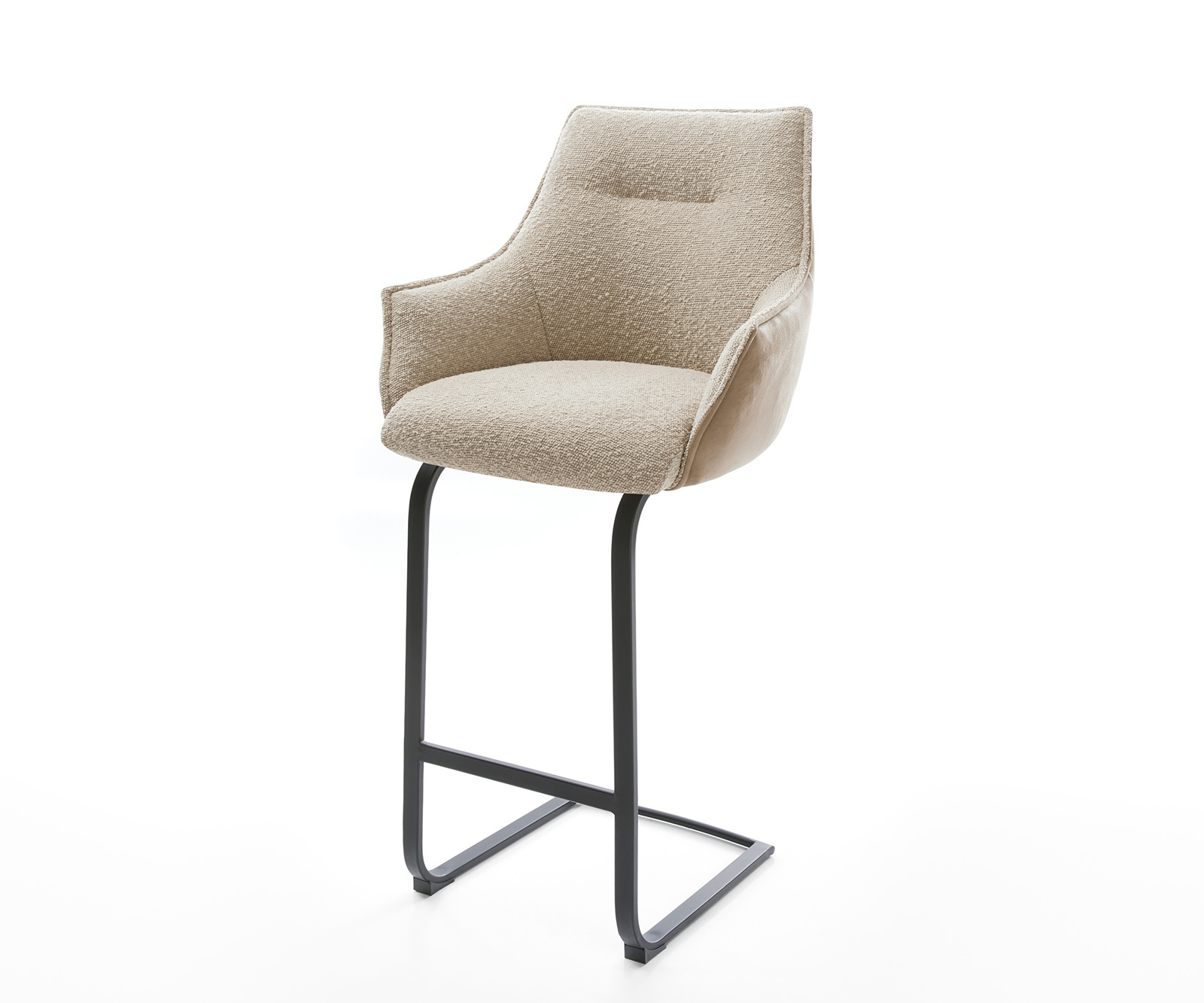 Bárszék Alja-Flex vegyes anyag mikroszálas sötét bézs bouclé sötét bézs étkezőszék lapos fém fekete zsákrugós