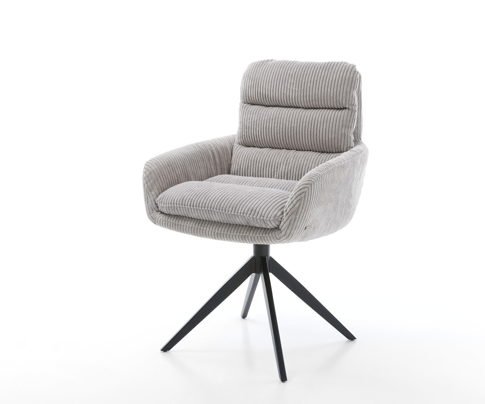 Étkezőszék Abelia-Flex karfás mikroszálas ezüstszürke kereszt láb széles fekete