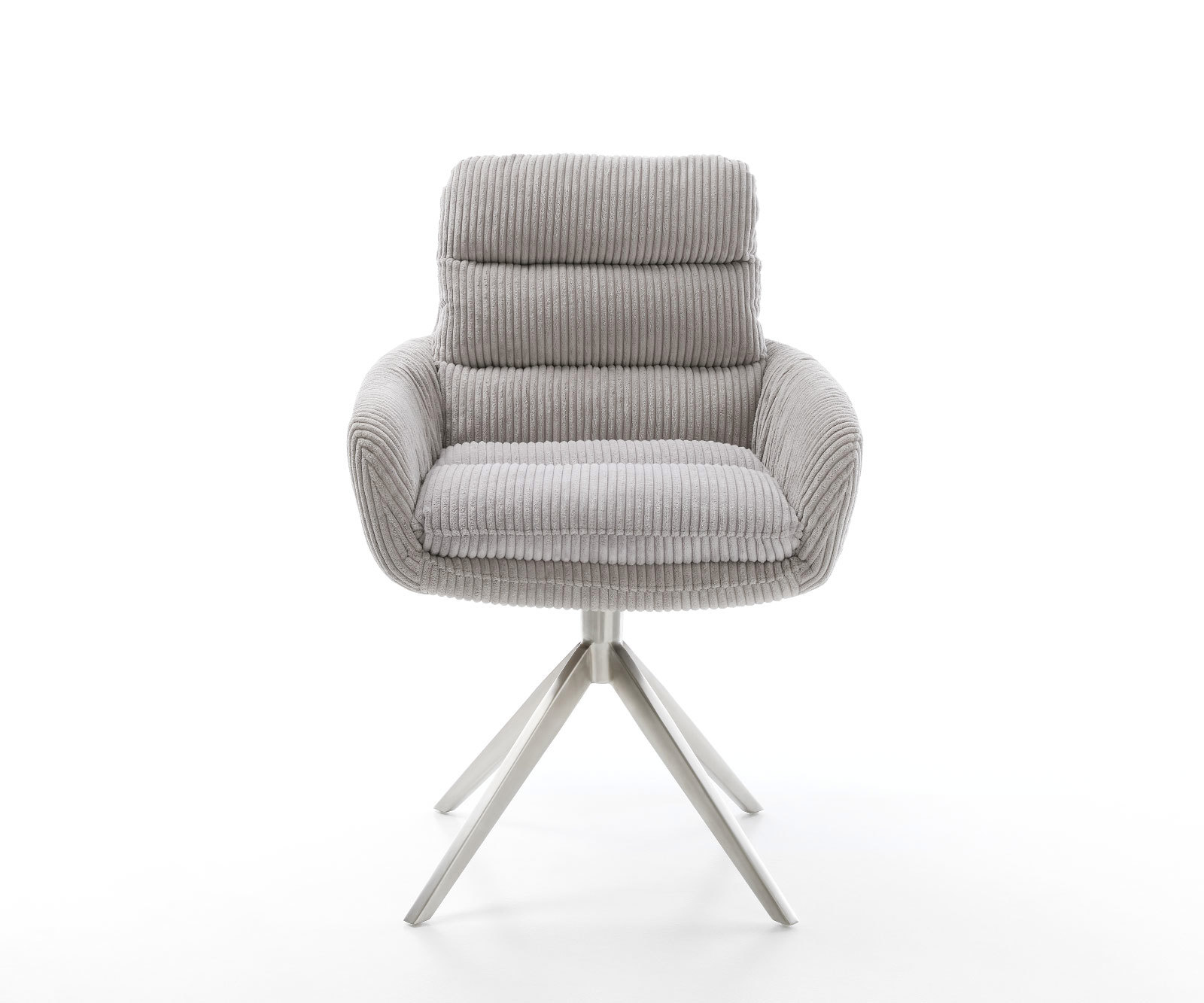 Étkezőszék Abelia-Flex karfás mikroszálas ezüstszürke kereszt láb széles rozsdamentes acél - Image 2