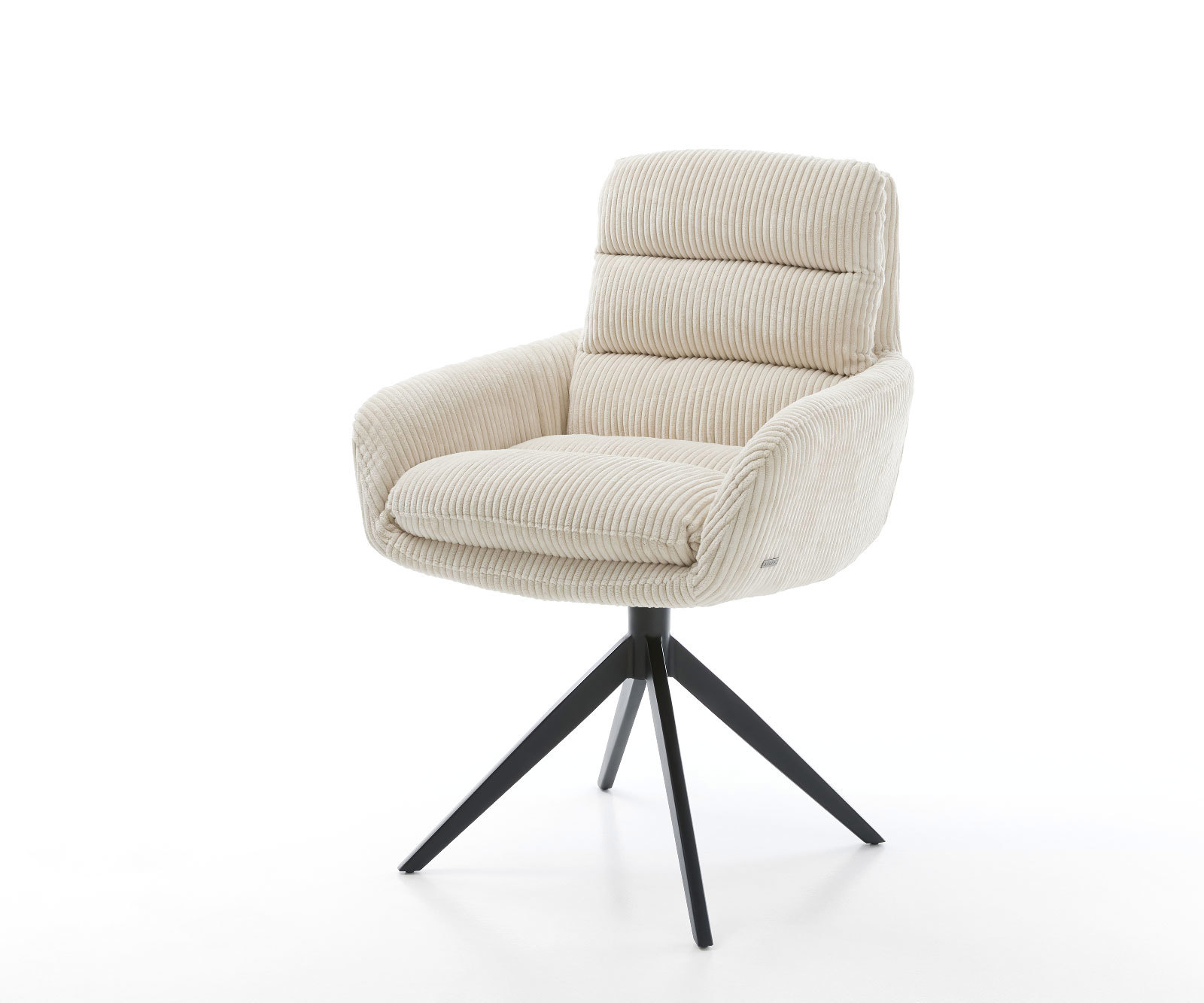 Étkezőszék Abelia-Flex karfás kordbársony bézs széles kereszt láb fekete