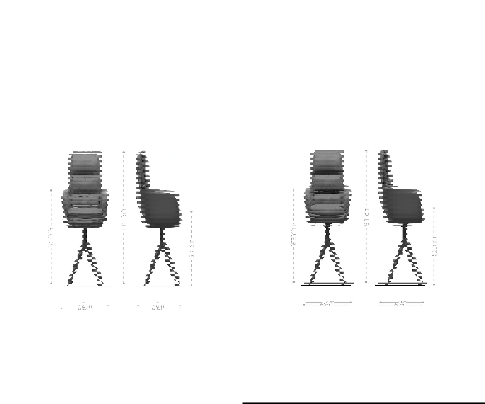 Étkezőszék Abelia-Flex karfás kordbársony bézs széles kereszt láb fekete - Image 6