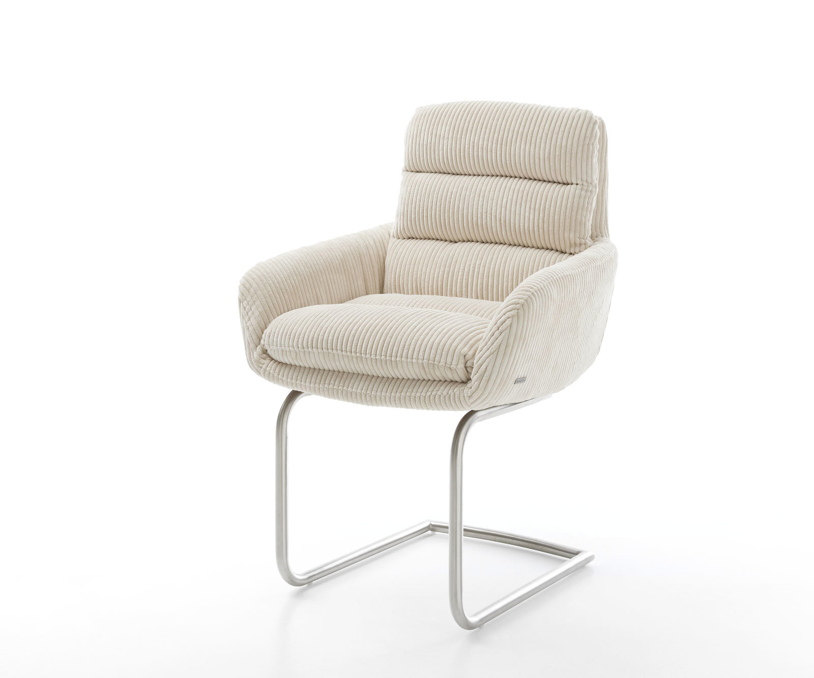 Étkezőszék Abelia-Flex kárpitozott karfás mikroszálas bézs kerek rozsdamentes acél láb