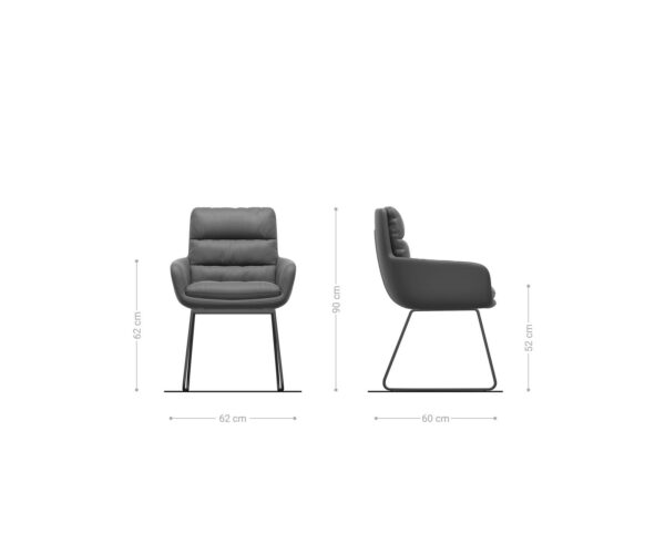 Étkezőszék Abelia-Flex karfás mikroszálas bézs vékony fém lábazattal - Image 6