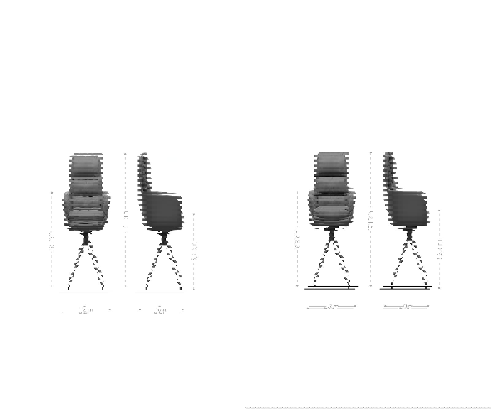 Étkezőszék Abelia-Flex karfás bouclé szürke kúpos rozsdamentes acél kereszt láb - Image 6