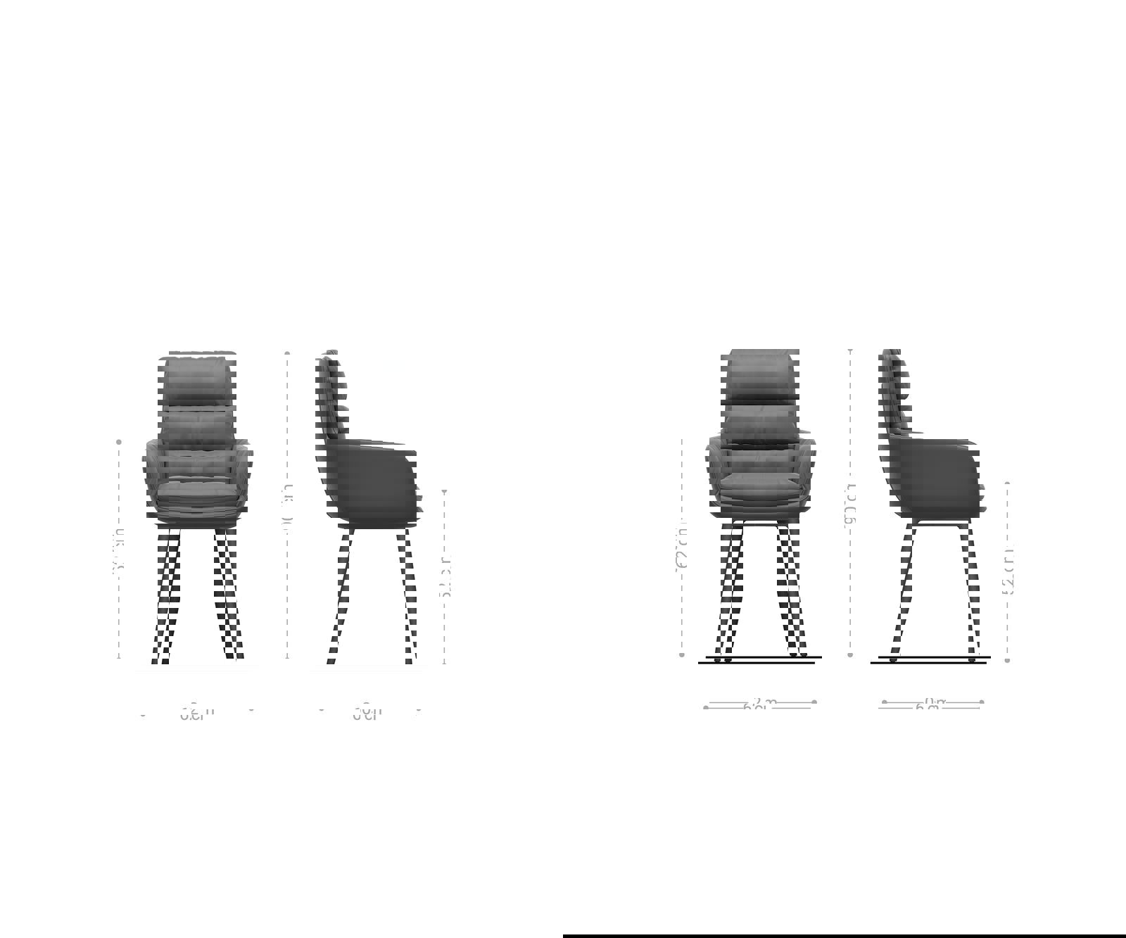 Étkezőszék Abelia-Flex karfás bouclé szürke 4 láb kúpos fekete - Image 6