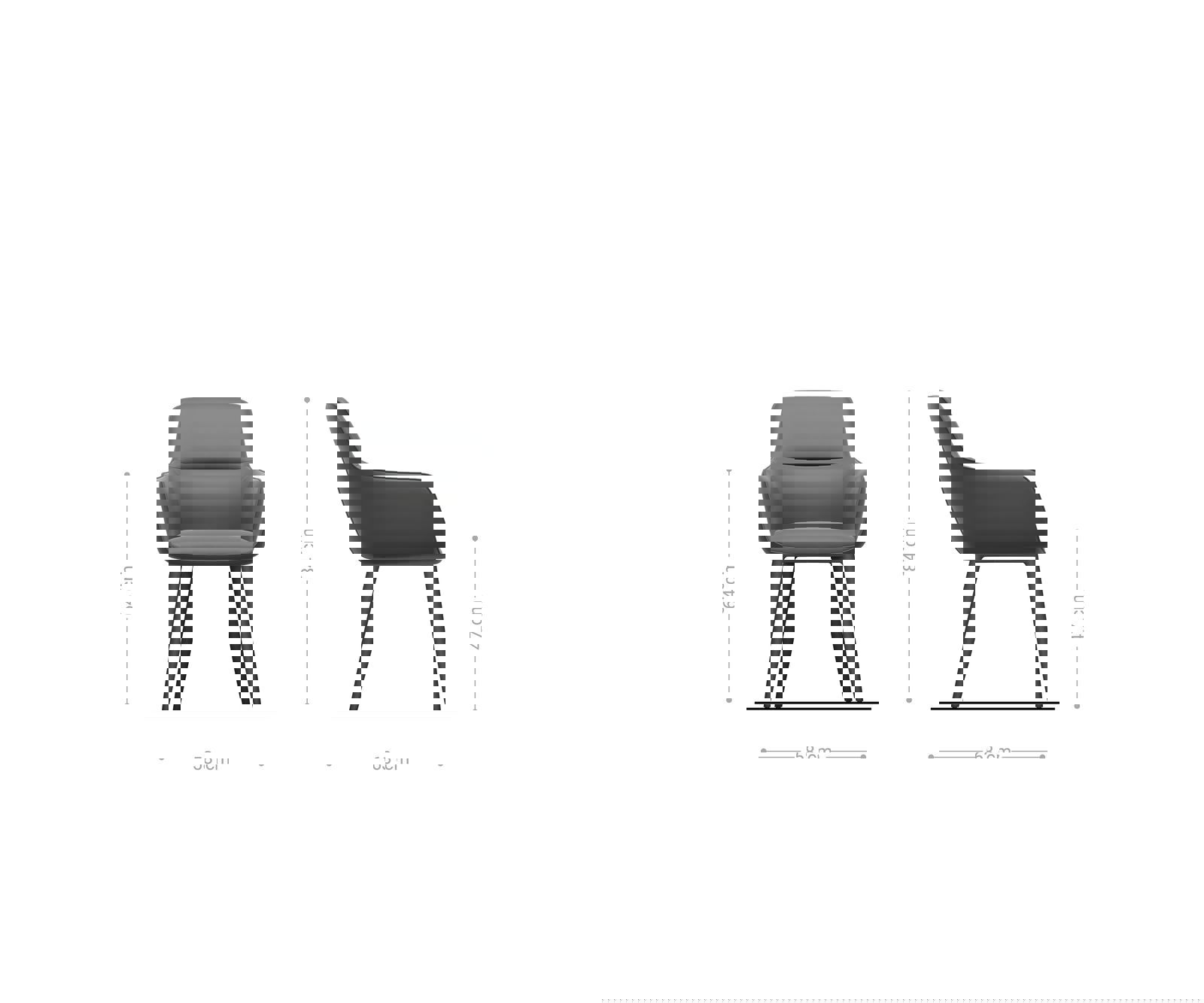 Étkezőszék Pejo-Flex plüss kordbársony ezüstszürke 4 láb kúpos rozsdamentes acél zsákrugós - Image 6