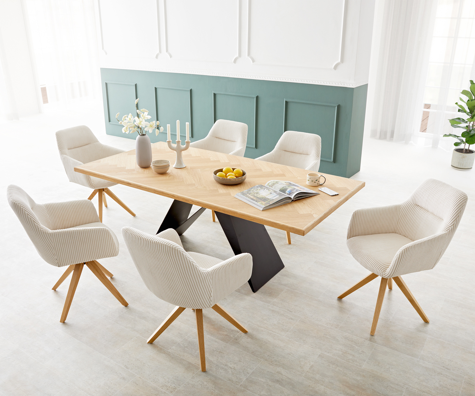 Étkezőszék Pejo-Flex kordbársony bézs fa láb szögletes természetes zsákrugós - Image 4