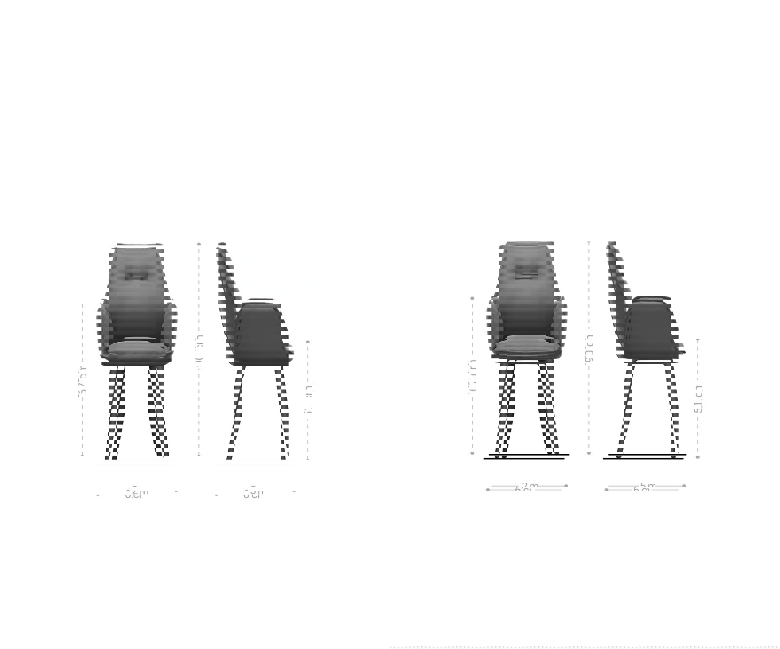 Étkezőszék Zoa-Flex plüss kordbársony ezüstszürke 4 láb kúpos rozsdamentes acél zsákrugós - Image 6