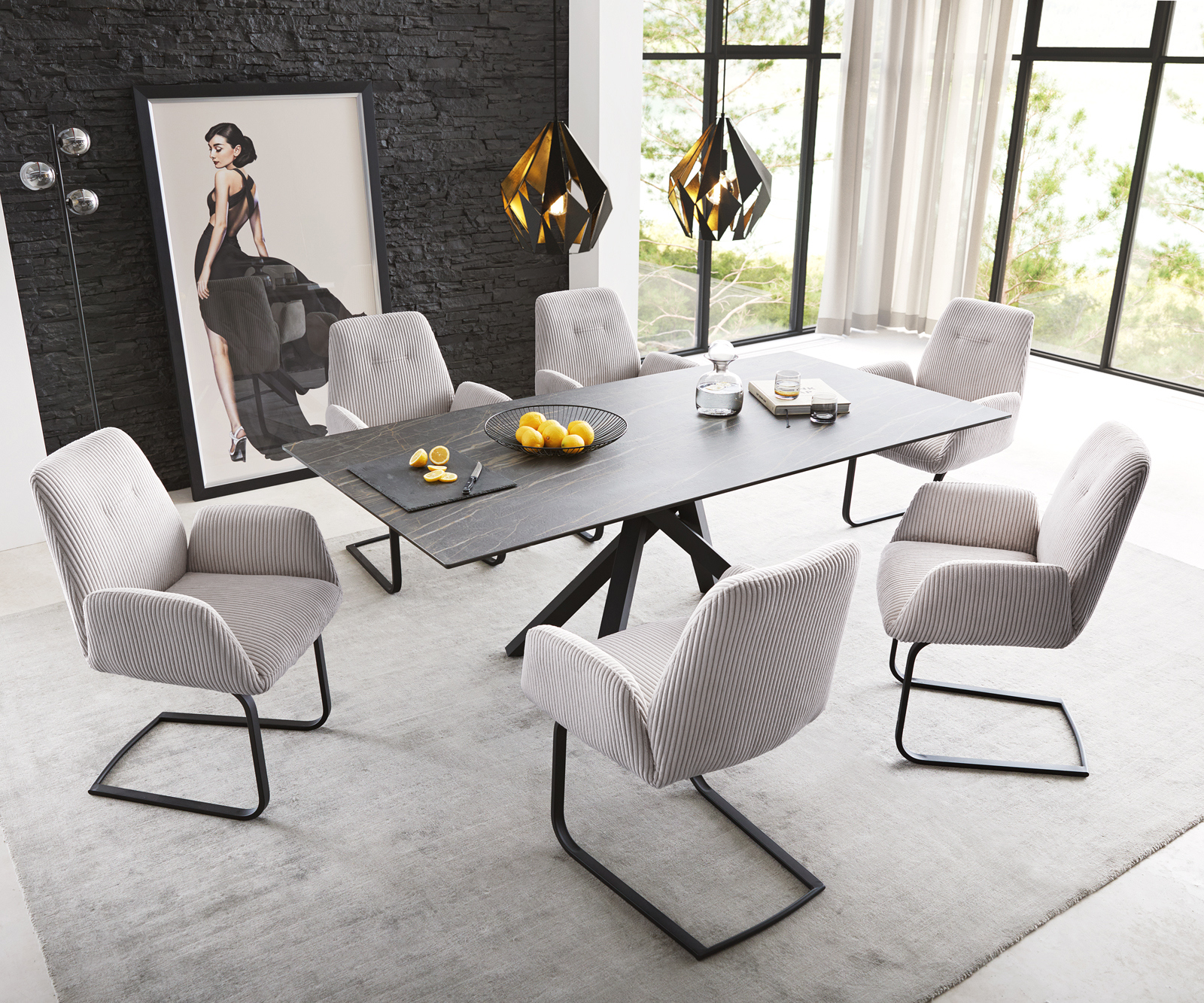 Étkezőszék Zoa-Flex mikroszálas ezüstszürke étkezőszék lapos fekete zsákrugós - Image 4