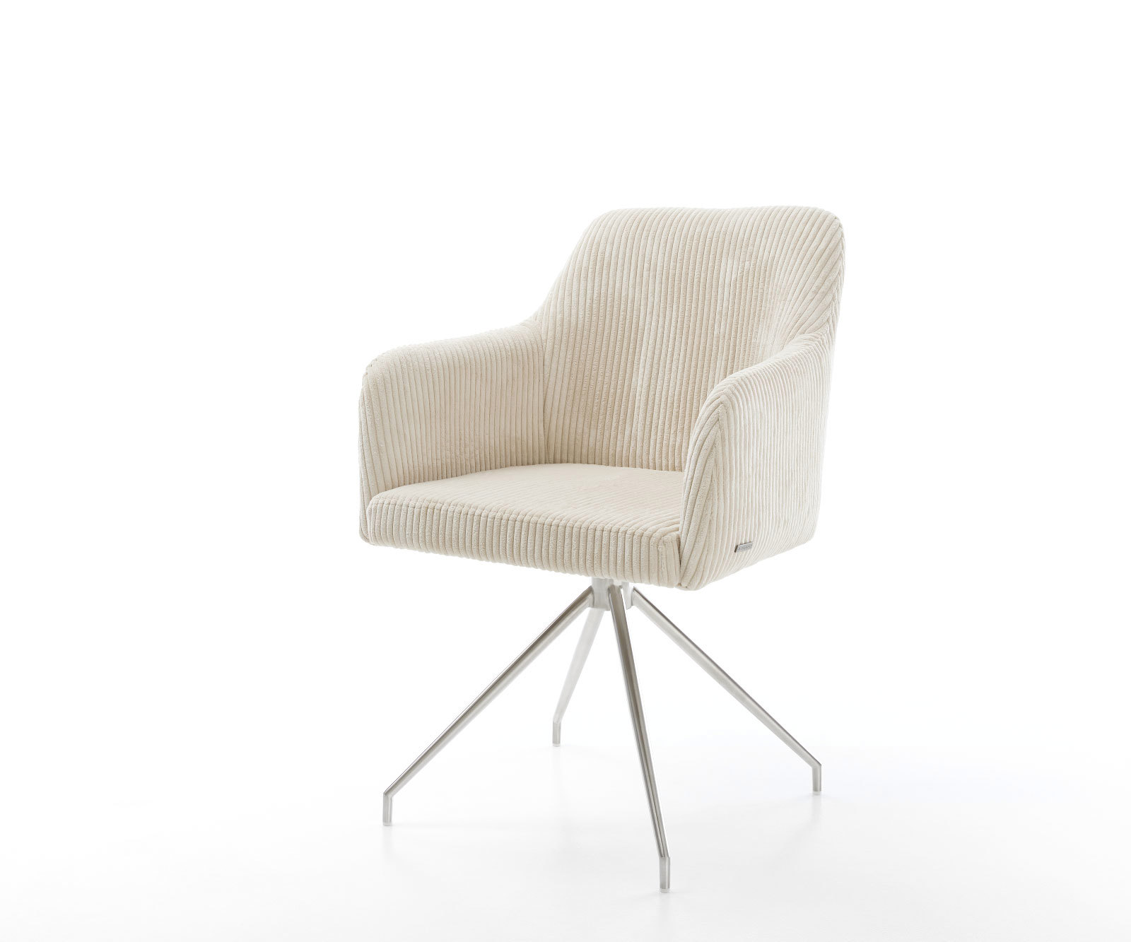 Étkezőszék Greg-Flex kordbársony bézs kúpos rozsdamentes acél kereszt láb zsákrugós