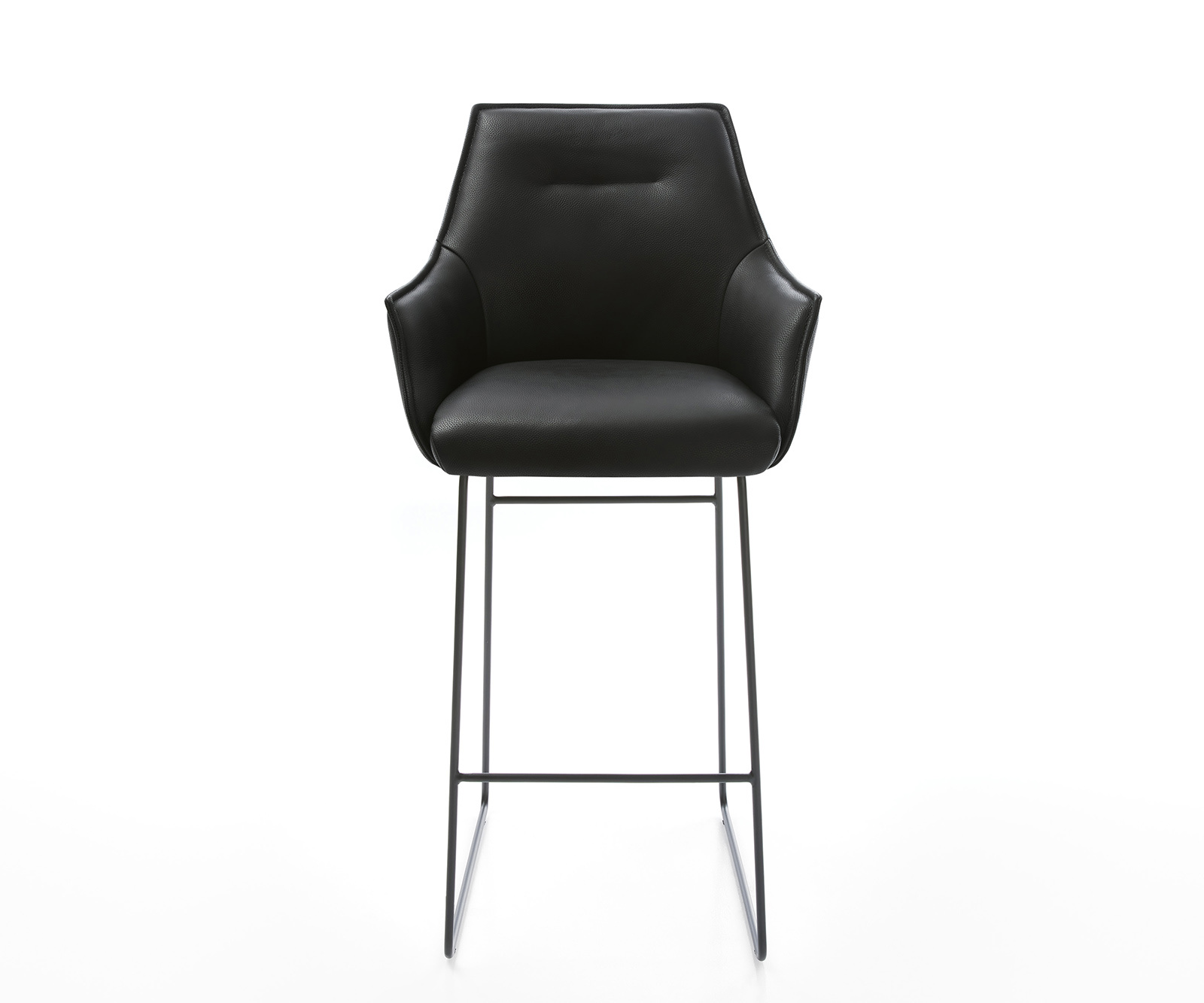 Bárszék Alja-Flex valódi bőr fekete vékony lábazat fém fekete zsákrugós - Image 2