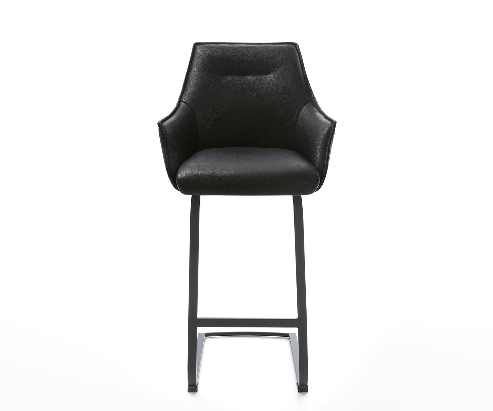 Bárszék Alja-Flex valódi bőr fekete étkezőszék lapos fém fekete zsákrugó - Image 2