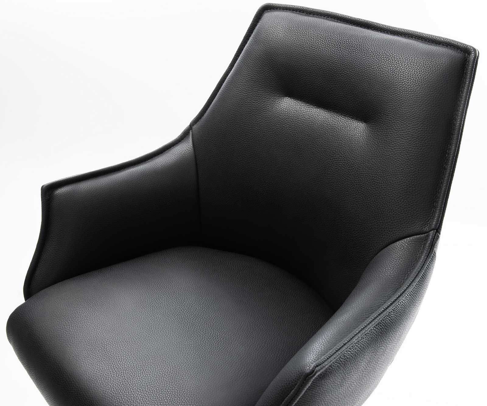 Bárszék Alja-Flex valódi bőr fekete étkezőszék lapos fém fekete zsákrugó - Image 4