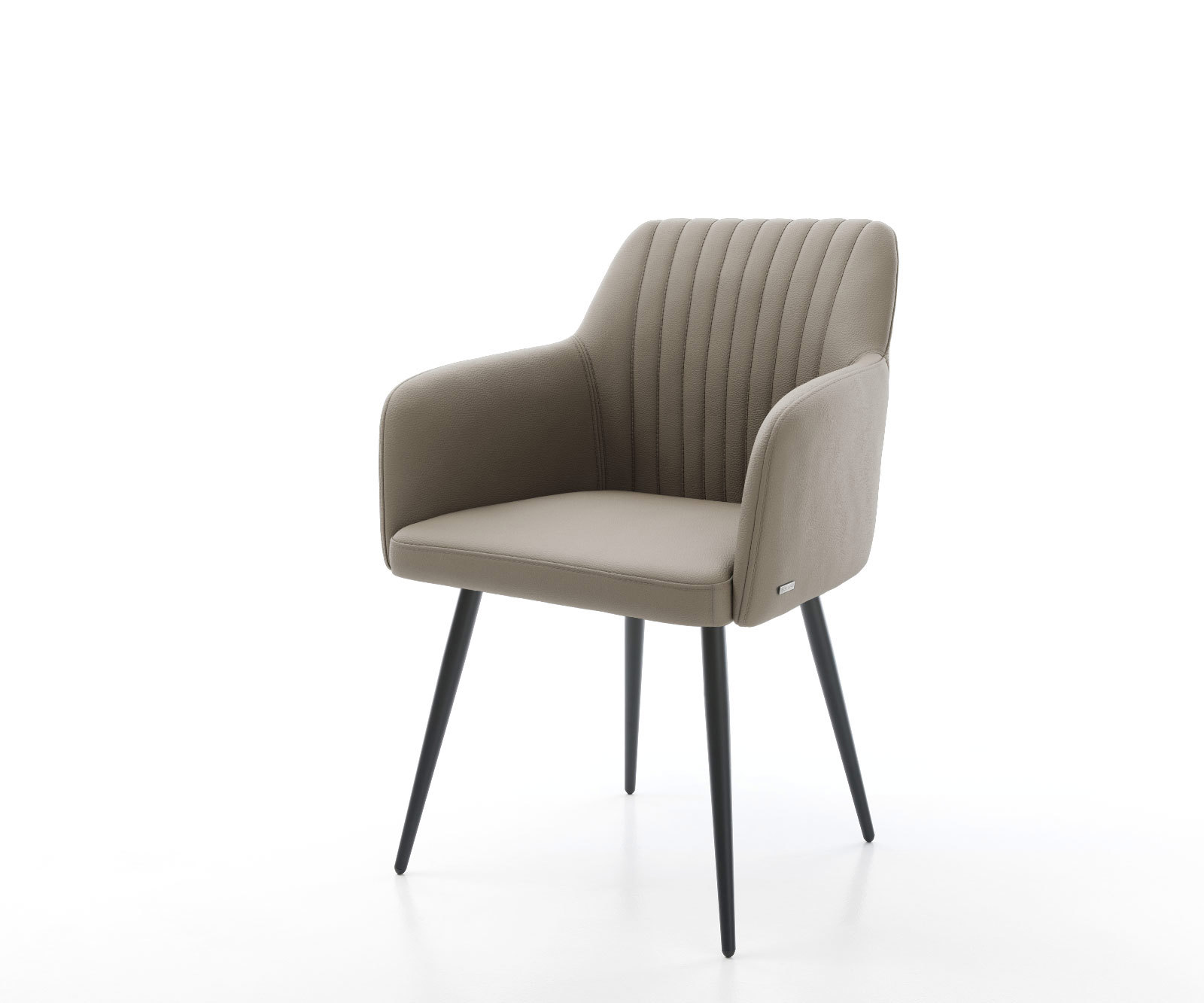 Étkezőszék Greg-Flex valódi bőr sötét bézs 4 láb kúpos fekete zsákrugós