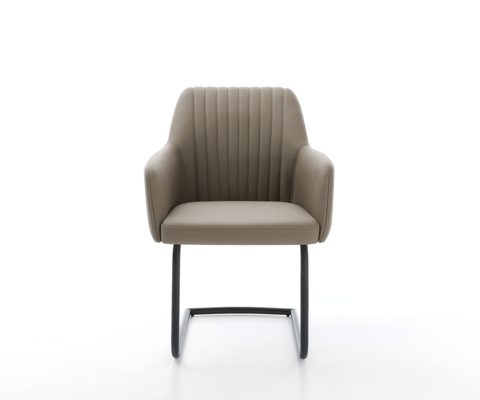 Étkezőszék Greg-Flex valódi bőr sötét bézs étkezőszék kerek fekete zsákrugós - Image 2