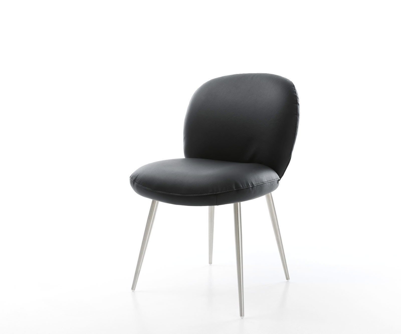 Étkezőszék Nube-Flex valódi bőr fekete 4 láb kúpos rozsdamentes acél zsákrugós