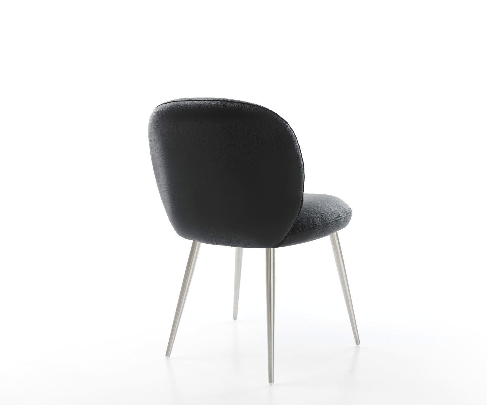 Étkezőszék Nube-Flex valódi bőr fekete 4 láb kúpos rozsdamentes acél zsákrugós - Image 5