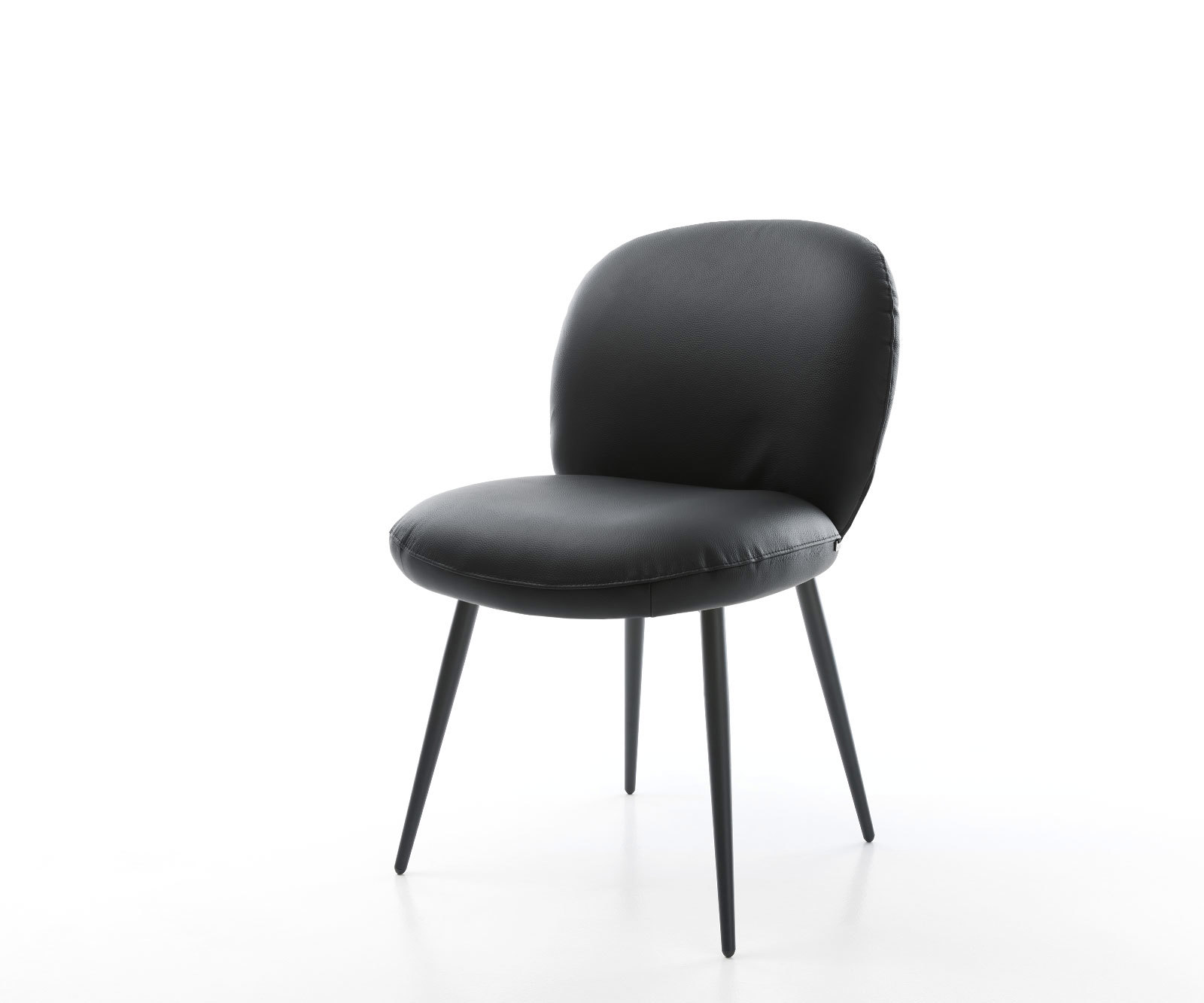 Étkezőszék Nube-Flex valódi bőr fekete 4 láb kúpos fekete zsákrugós