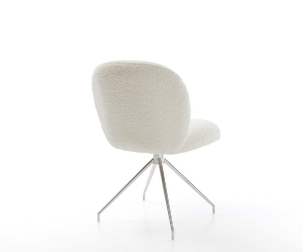 Étkezőszék Nube-Flex bouclé fehér kereszt láb kúpos rozsdamentes acél 180° forgatható zsákrugós - Image 5