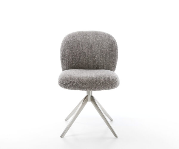 Étkezőszék Nube-Flex bouclé ezüstszürke kereszt láb széles rozsdamentes acél 360° forgatható zsákrugós - Image 2
