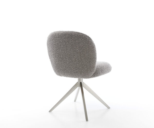 Étkezőszék Nube-Flex bouclé ezüstszürke kereszt láb széles rozsdamentes acél 360° forgatható zsákrugós - Image 5