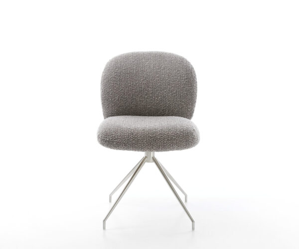 Étkezőszék Nube-Flex bouclé ezüstszürke kúpos rozsdamentes acél kereszt láb 180° forgatható zsákrugós matrac - Image 2