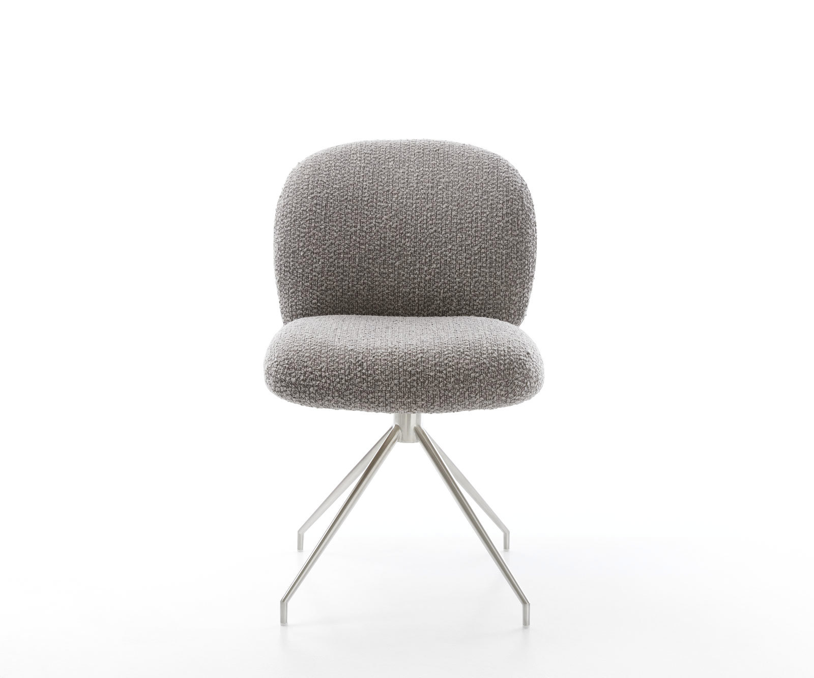 Étkezőszék Nube-Flex bouclé ezüstszürke kúpos rozsdamentes acél kereszt láb 180° forgatható zsákrugós matrac - Image 2