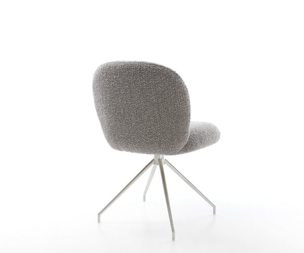 Étkezőszék Nube-Flex bouclé ezüstszürke kúpos rozsdamentes acél kereszt láb 180° forgatható zsákrugós matrac - Image 5