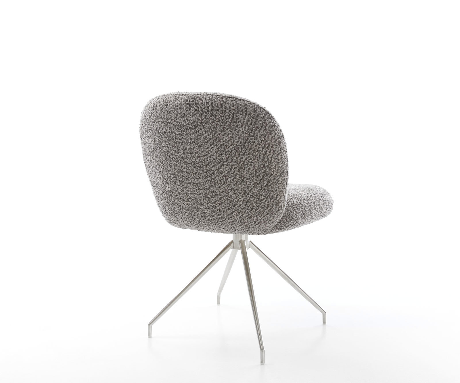 Étkezőszék Nube-Flex bouclé ezüstszürke kúpos rozsdamentes acél kereszt láb 180° forgatható zsákrugós matrac - Image 5