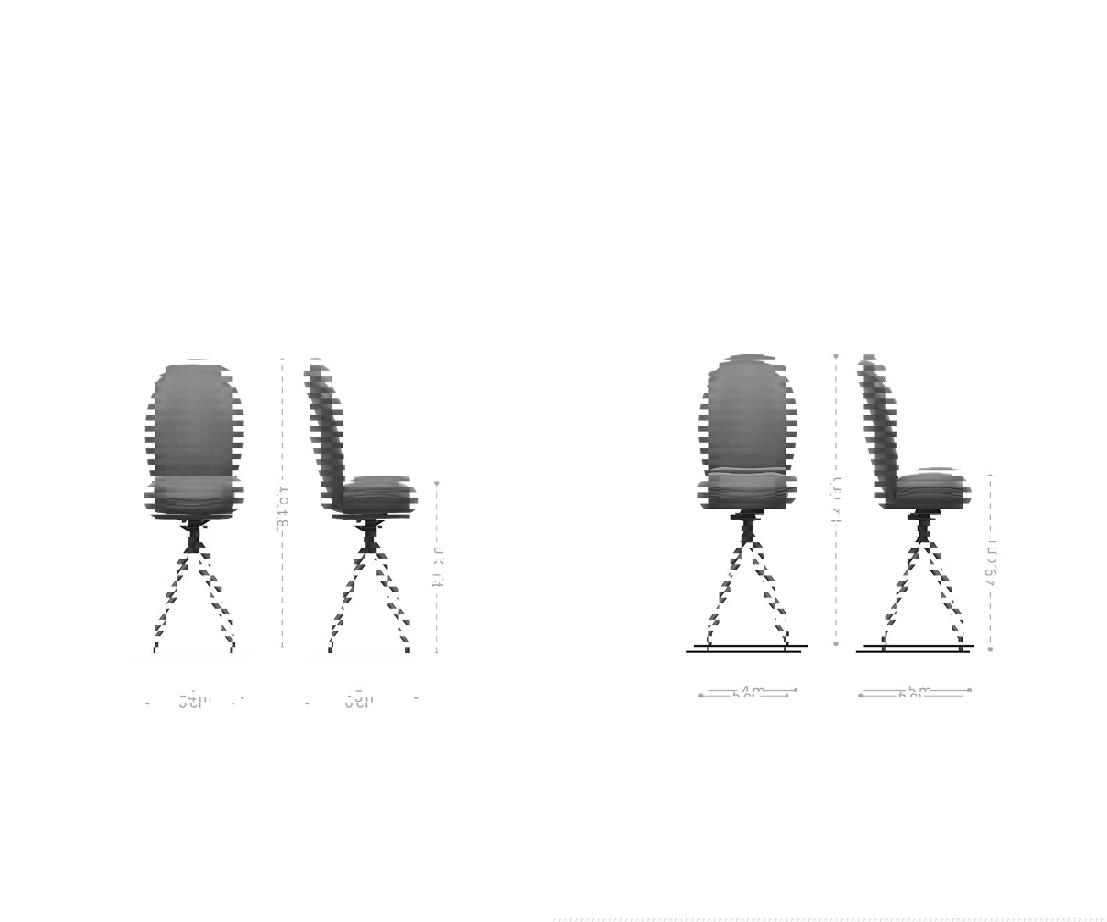 Étkezőszék Nube-Flex mikroszálas ezüstszürke kereszt láb kúpos rozsdamentes acél 180° forgatható zsákrugós - Image 6