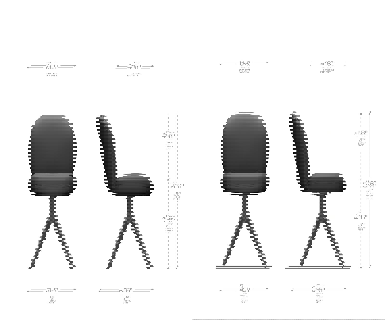 Étkezőszék Nube-Flex valódi bőr fekete széles rozsdamentes acél kereszt láb 360° forgatható zsákrugós matrac - Image 6