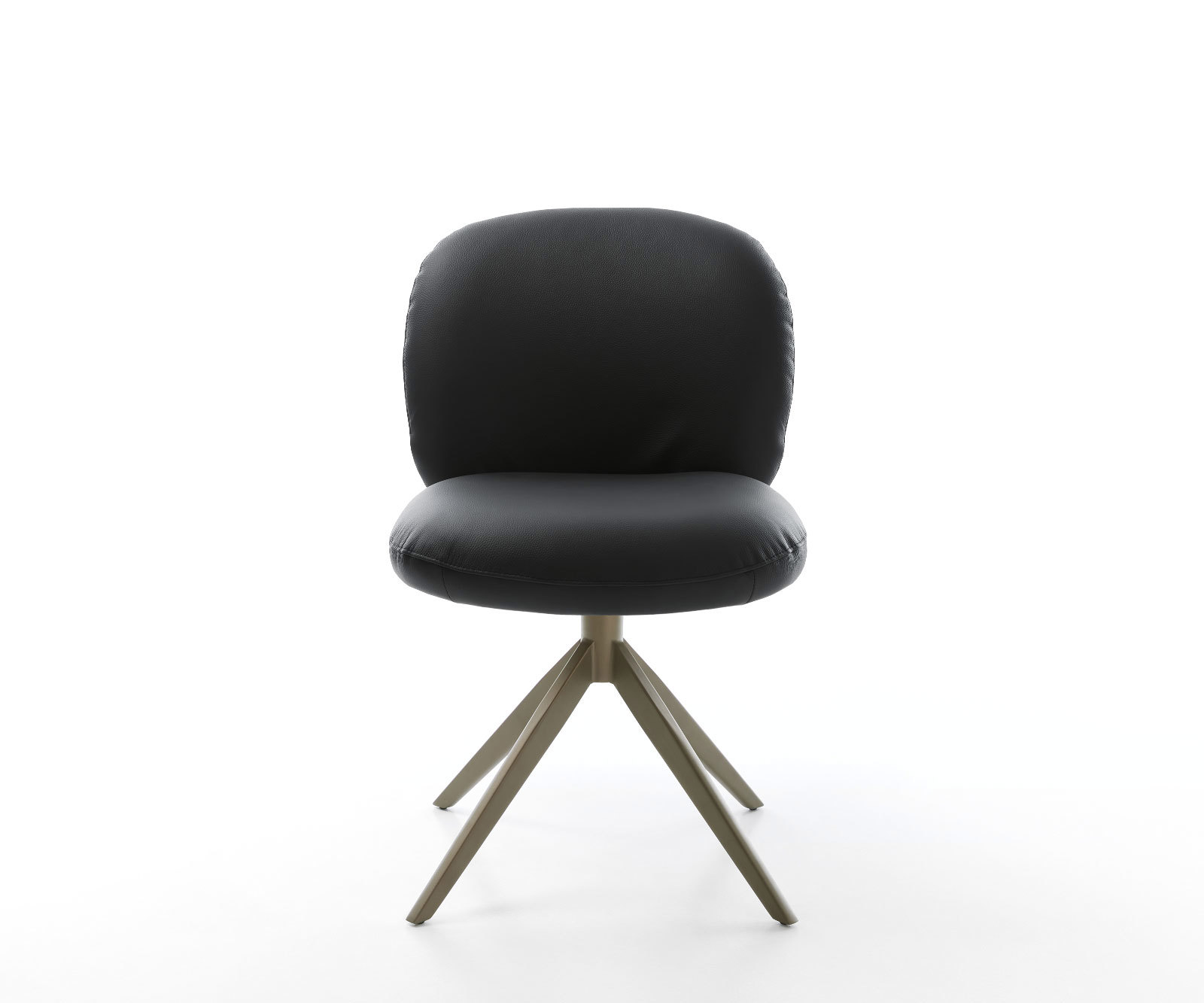 Étkezőszék Nube-Flex valódi bőr fekete kereszt láb széles titán hatás forgatható 360° zsákrugó - Image 2