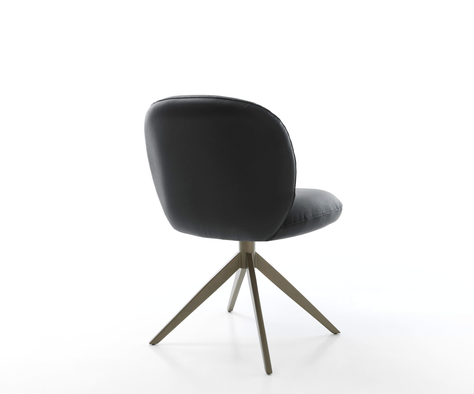 Étkezőszék Nube-Flex valódi bőr fekete kereszt láb széles titán hatás forgatható 360° zsákrugó - Image 5