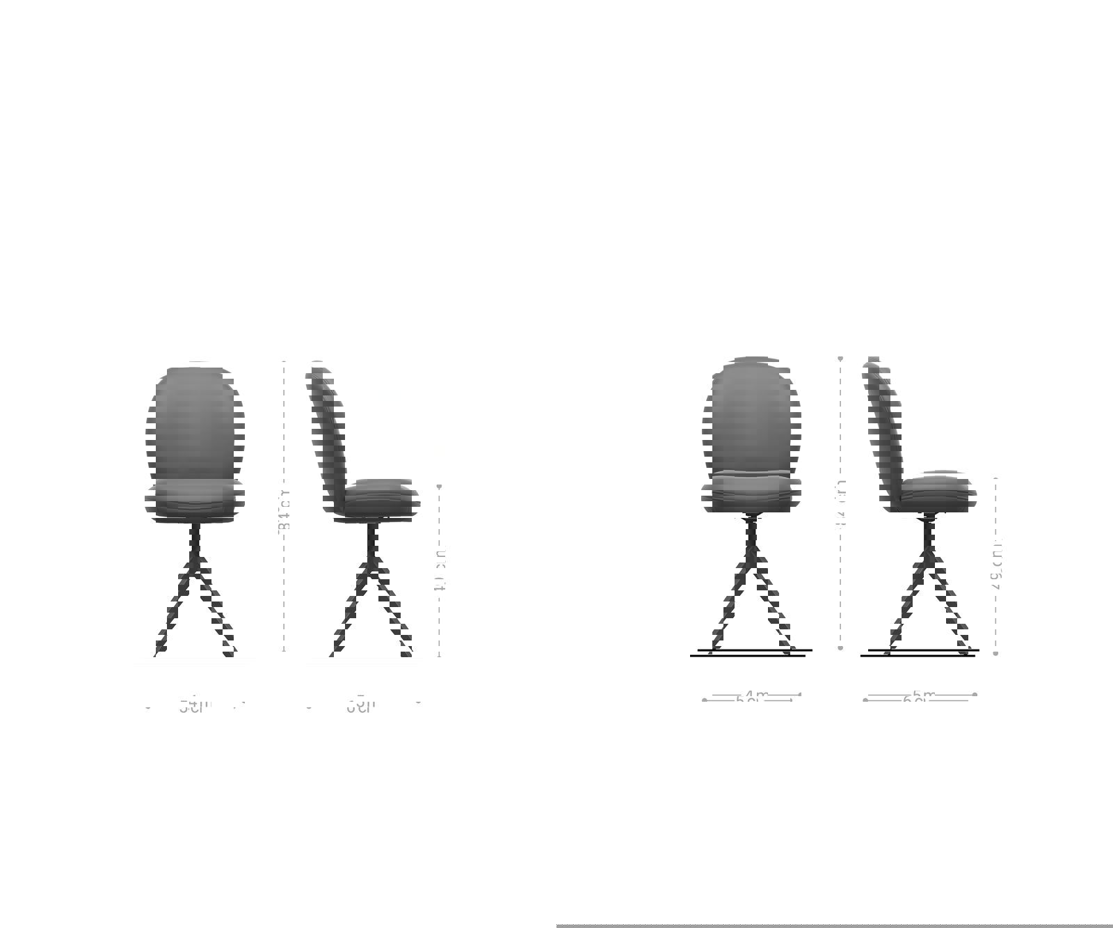 Étkezőszék Nube-Flex valódi bőr fekete kereszt láb széles titán hatás forgatható 360° zsákrugó - Image 6