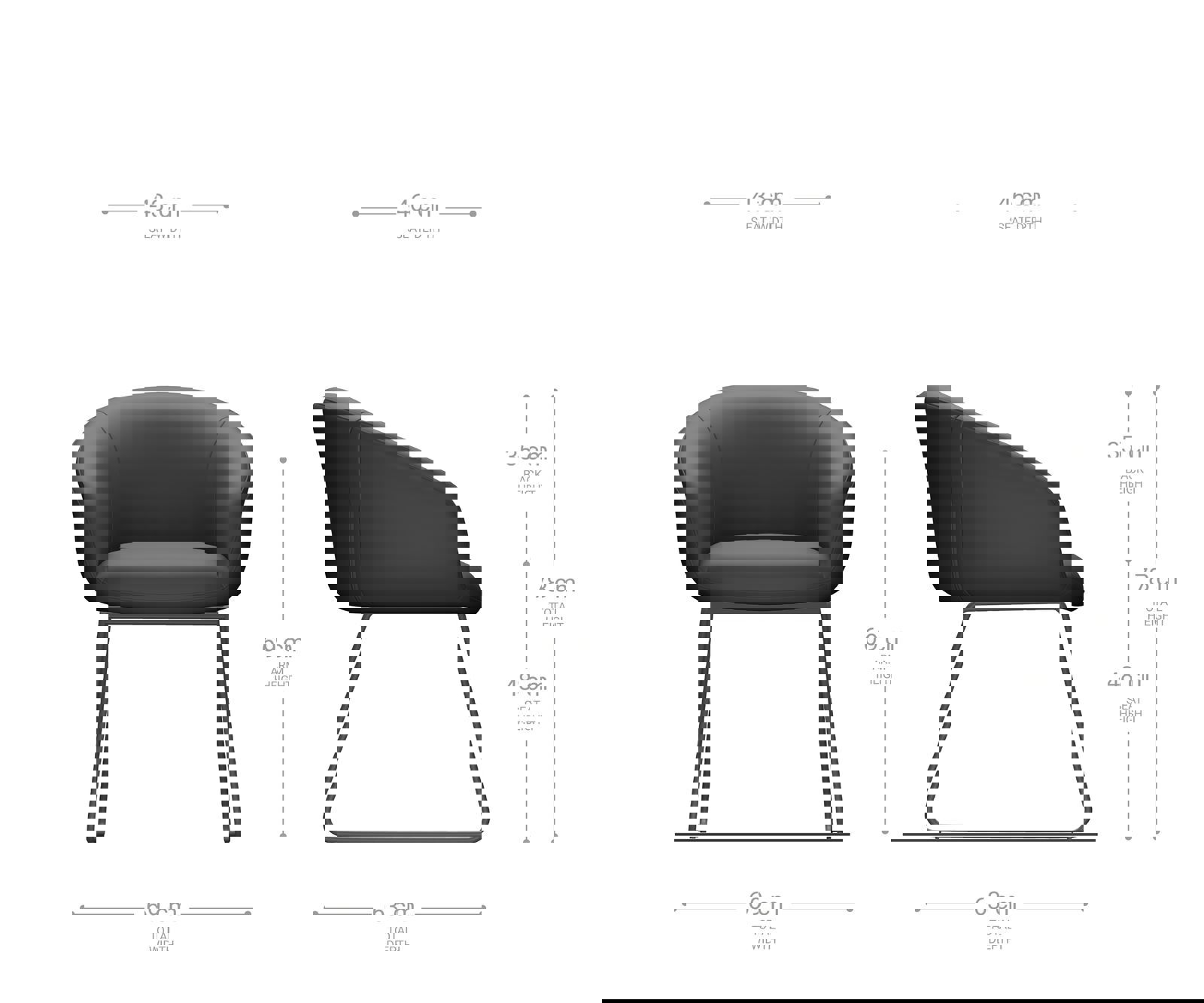Étkezőszék Vinka-Flex karfás bouclé fehér vékony fém lábazat rozsdamentes acél zsákrugós - Image 6