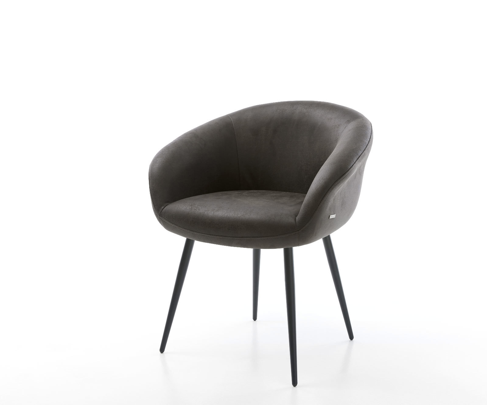 Étkezőszék Vinka-Flex karfás mikroszálas antracit vintage 4 lábú kúpos fekete zsákrugós