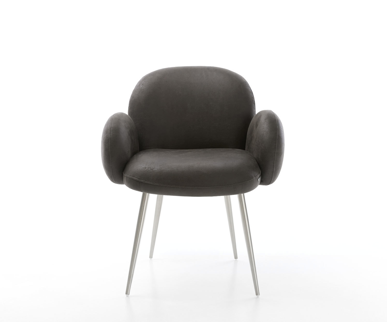 Étkezőszék Nube-Flex mikroszálas antracit vintage karfás 4 lábas kúpos rozsdamentes acél zsákrugós - Image 2